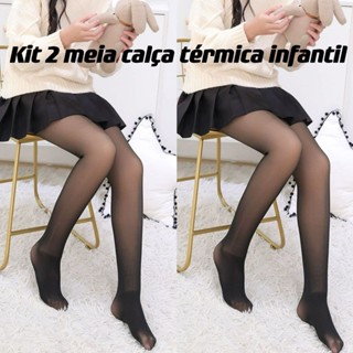 Meia Calça Térmica Infantil Forrado Grosso Translúcida Leggings De Lã Quente Para Criança 10-16ANOS em Oferta na Shopee