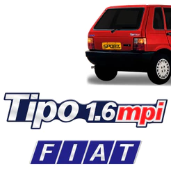 Kit Adesivo Uno Tipo 1.6 MPI + Fiat Emblemas Resinados