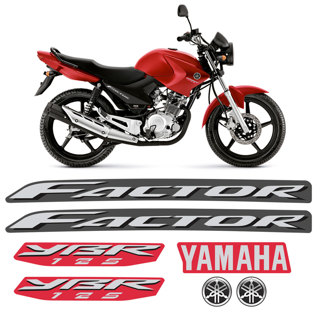 Adesivos Yamaha Ybr 125 Factor 2009 Moto Vermelha + Emblemas em Oferta na Shopee