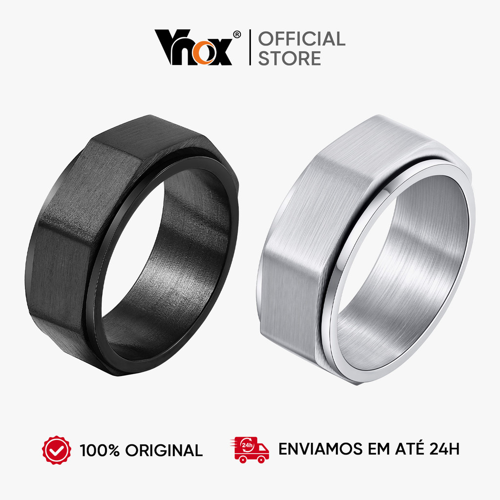 Anel Octogonal De Aço Inoxidável Da Moda Vnox , Minimalista , Alívio De Ansiedade , Descompressão , Giratório Neutro , C em Oferta na Shopee