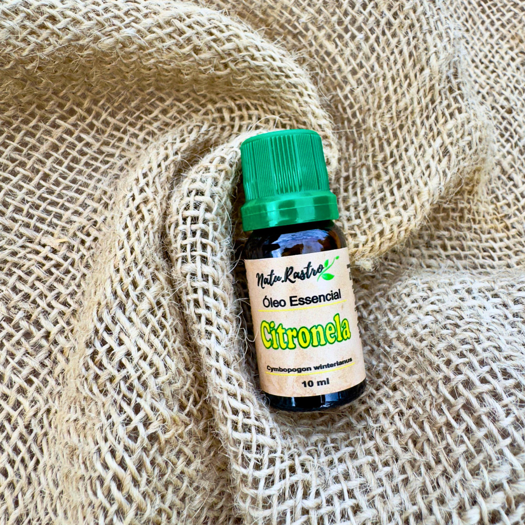 Óleo Essencial de Citronela Natu.Rastro 10ml - Estimula a criatividade e  repele insetos
