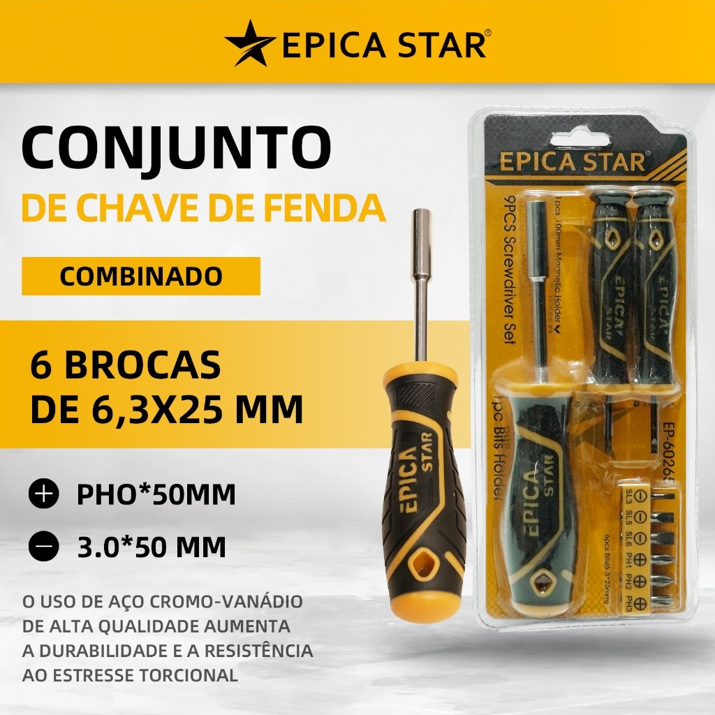 Conjunto de chaves de fenda magnéticas 9 em 1 - Reparo profissional de celulares e eletrônicos