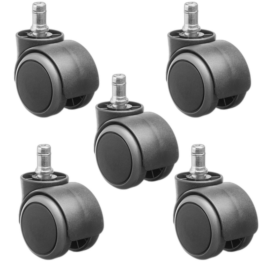 Kit 5 Rodizios Roda 50mm Pu Anti Risco Para Cadeira Escritorio, Secretaria, Diretor, Gamer, Mocho Odontologico