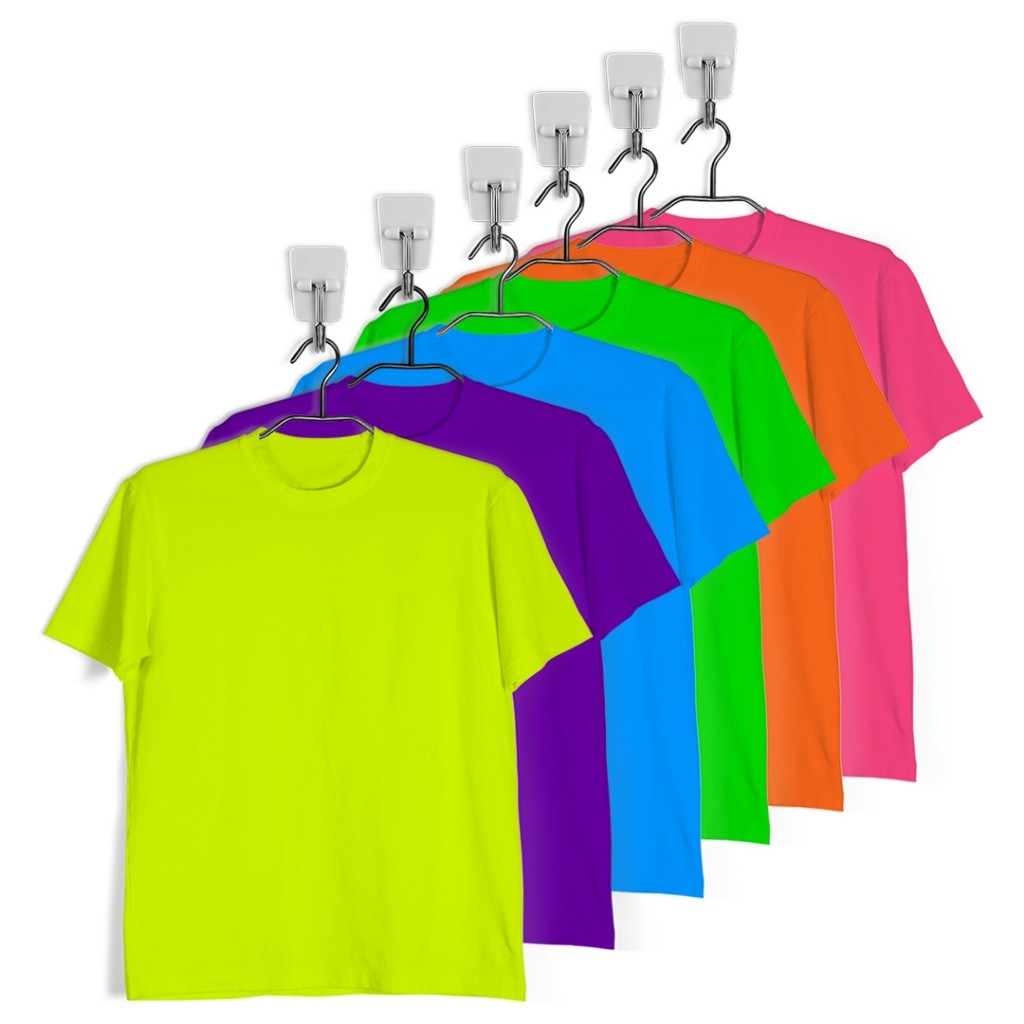 Kit Camiseta Neon Atacado Camiseta NEON Brilha Luz Negra Diversas Cores Adulta e Infantil