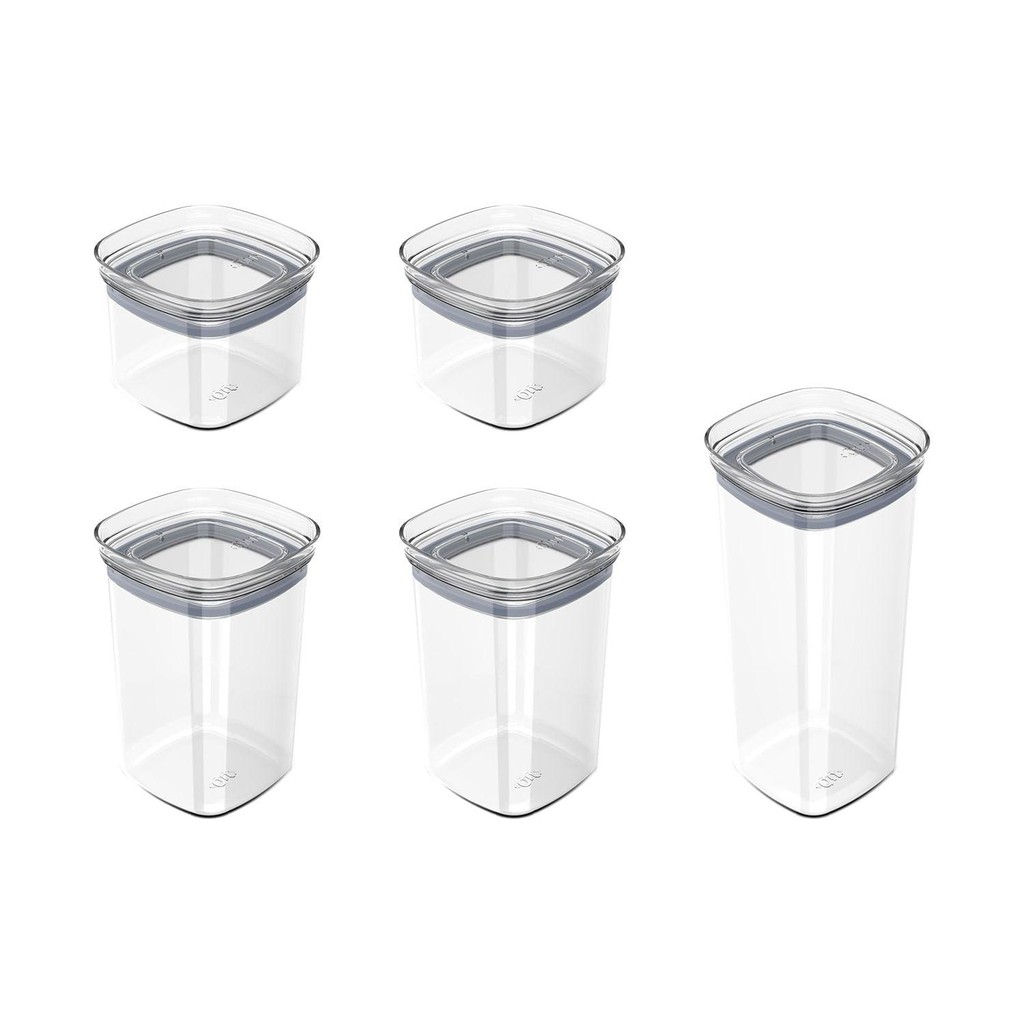 Kit de potes herméticos modular Ou 5 peças - Linha Block - Natural em Oferta na Shopee