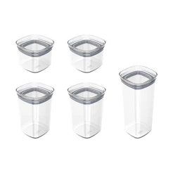 Kit de potes herméticos modular Ou 5 peças - Linha Block - Natural