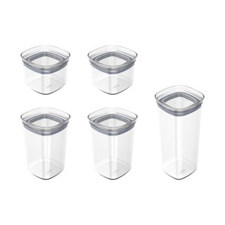 Kit de potes herméticos modular Ou 5 peças - Linha Block - Natural em Oferta na Shopee