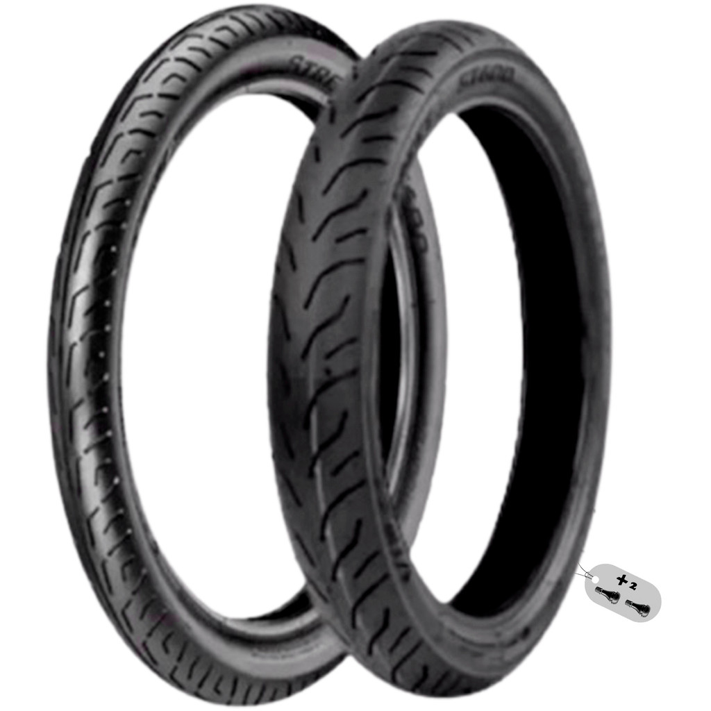 COMBO PAR PNEU MOTO VIPAL ST600 90/90-18 (T) E 80/100-18 (D) S/C + 2 VALVULAS PNEU S/C TR-412