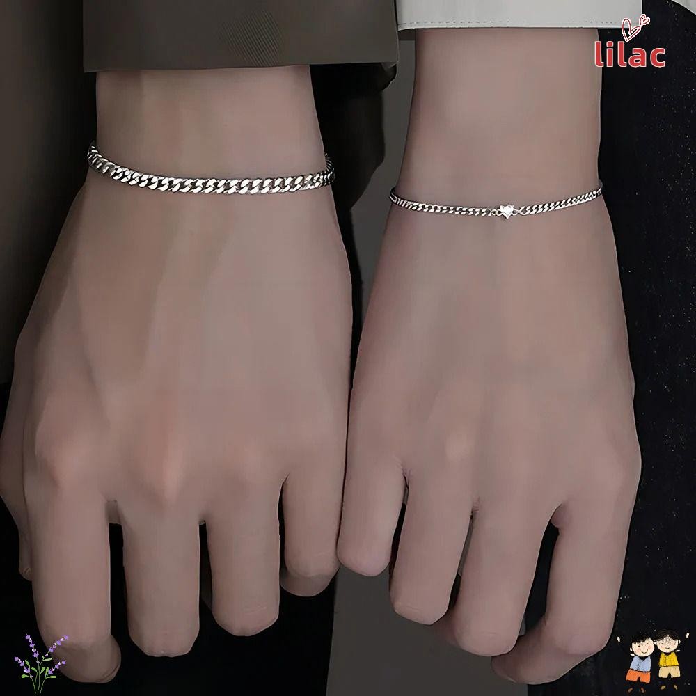 Conjunto De Pulseira De Aço Inoxidável LILAC2 , Corrente De Coração De Cristal Em Ouro/Prata , Casal em Oferta na Shopee