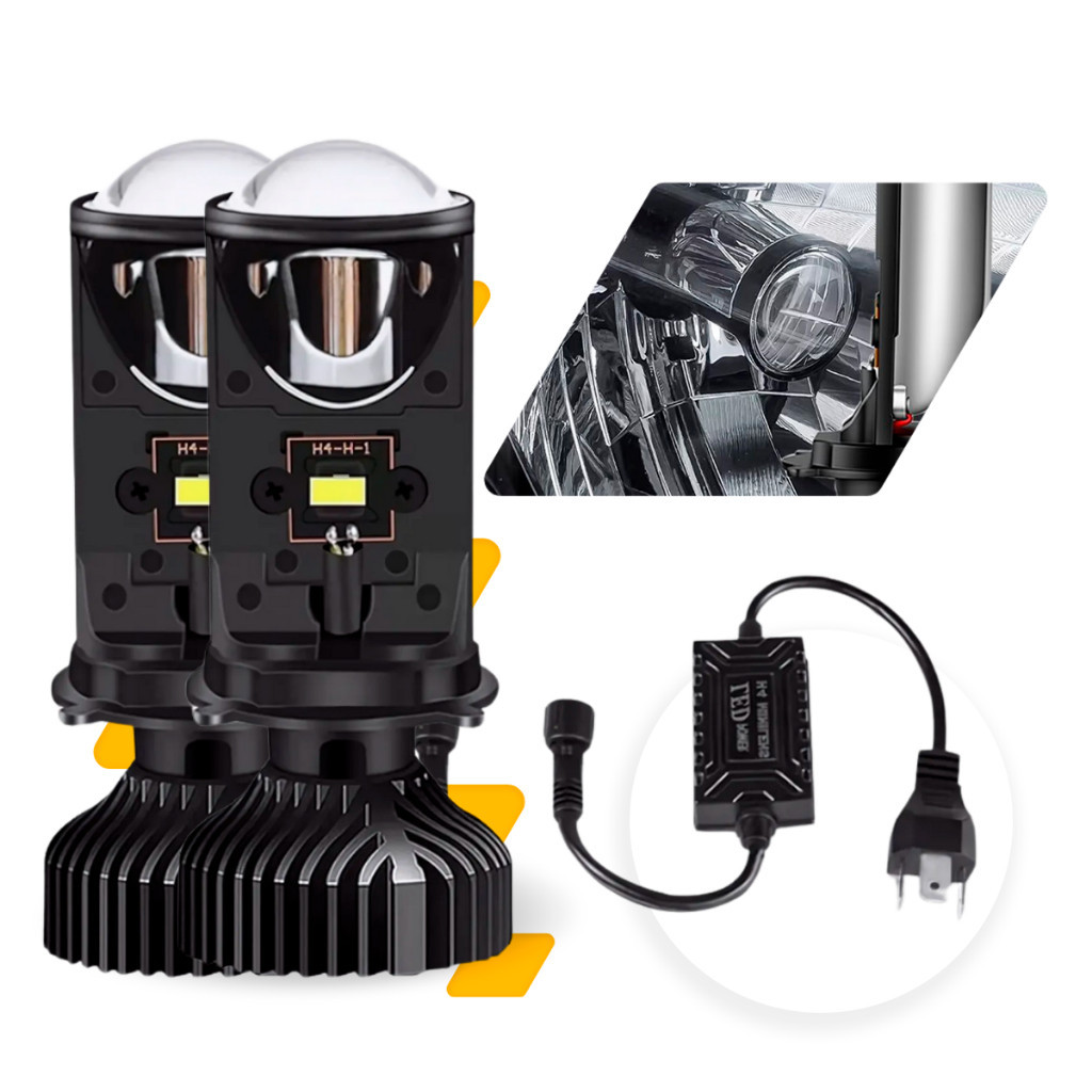 PROJETOR LED H4 LUZ DE LED PARA CARRO MOTO CAMINHÃO 72W 12V/24 6500K SUPER BRANCA KIT 2UN BI LED ELIPTICO em Oferta na Shopee