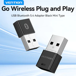 Vention USB Bluetooth 5.4 Adaptador Transmissor Receptor Sem Fio Dongle Para PC Windows 11 10 8.1 7 Fones De Ouvido