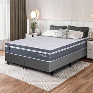 Conjunto Box Cinza Cairo Cinza Molas Ensacadas Queen 158x198x64 - King House em Oferta na Shopee