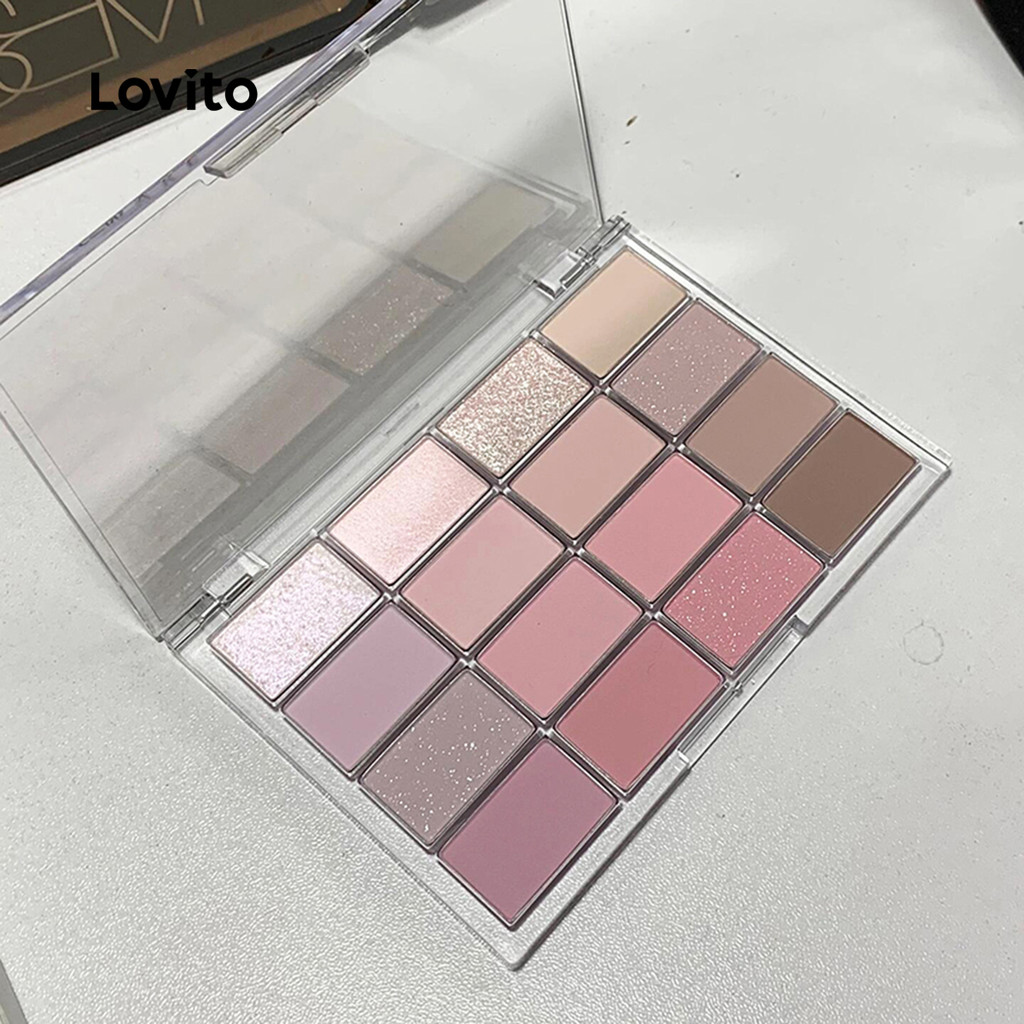 Lovito Paleta De Sombras Casuais Lisas De 16 Cores Rosa Sombras Para Mulheres LCS09078 - Beauty