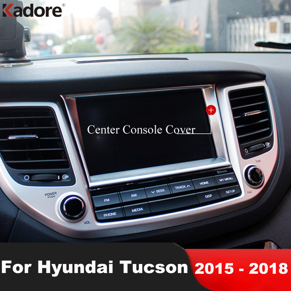 Console Central Do Carro Navegação GPS Quadro Capa Guarnição Para Hyundai Tucson 2015-2018 Acessórios Interiores