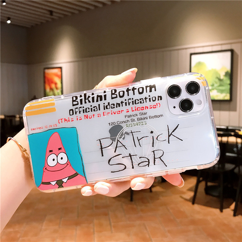 Capinha 11/12/13/14/15/16Pro max Capa macia transparente Patrick Estrela & Bob Esponja Casal Capa de telefone Proteção d - detalhe