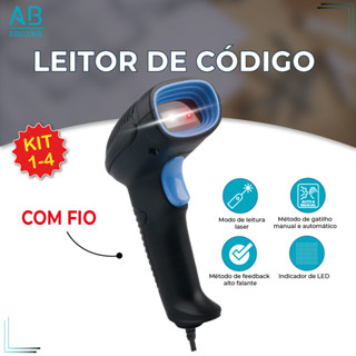 Leitor De Código Barras Scanner Portátil Laser Com Fio USB Leitura 1D/2D Qr Code e Código de Barras em Oferta na Shopee