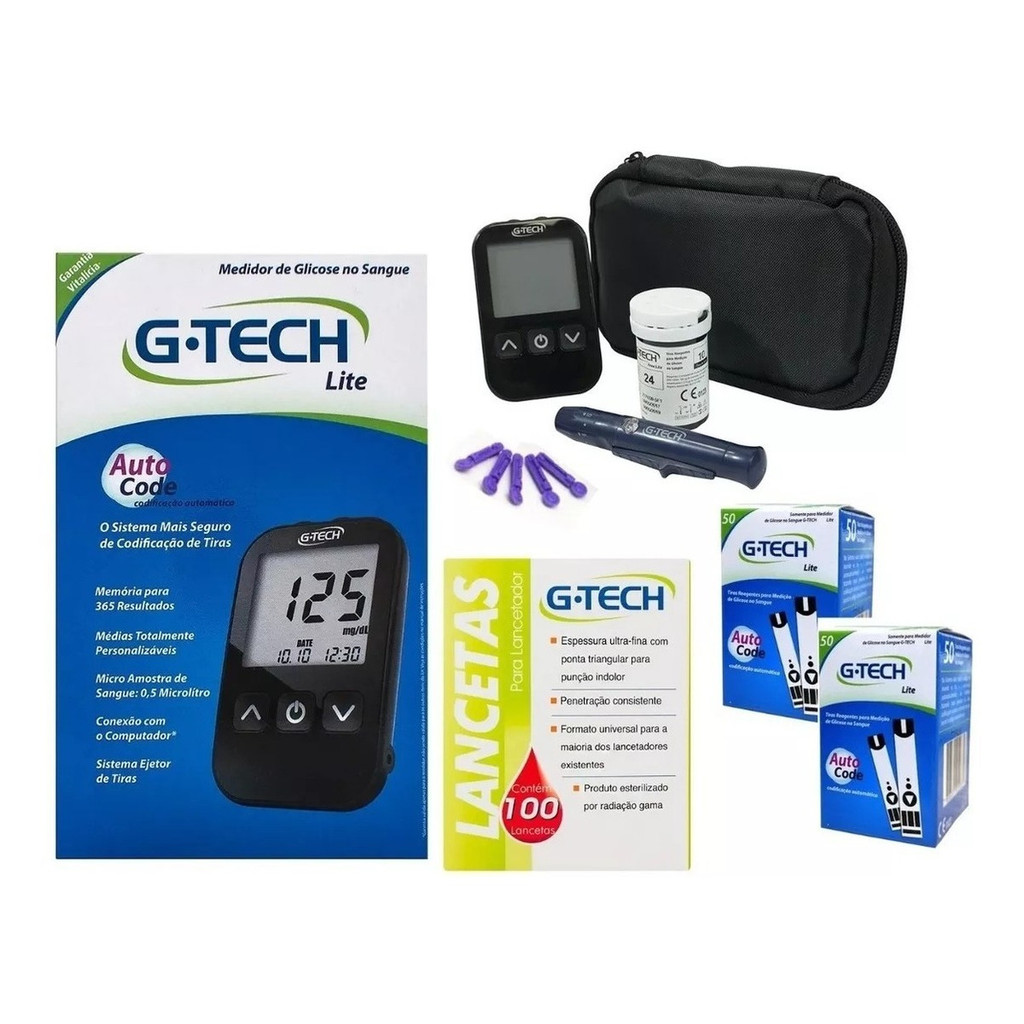 Medidor De Glicose Free Lite + 110 Tiras + 110 Lancetas