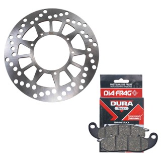 Disco de Freio Dianteiro Crosser 150 Sem Abs 2014-2017 + Pastilhas Diafrag Dura Tech (Semimetálica) em Oferta na Shopee