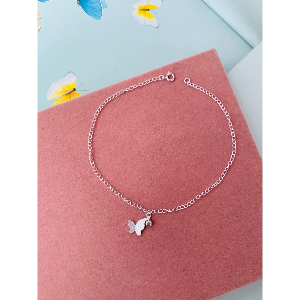 Pulseiras Tornozeleiras Semi Joia Prata 925 Verniz Diamond Borboleta com ponto de luz