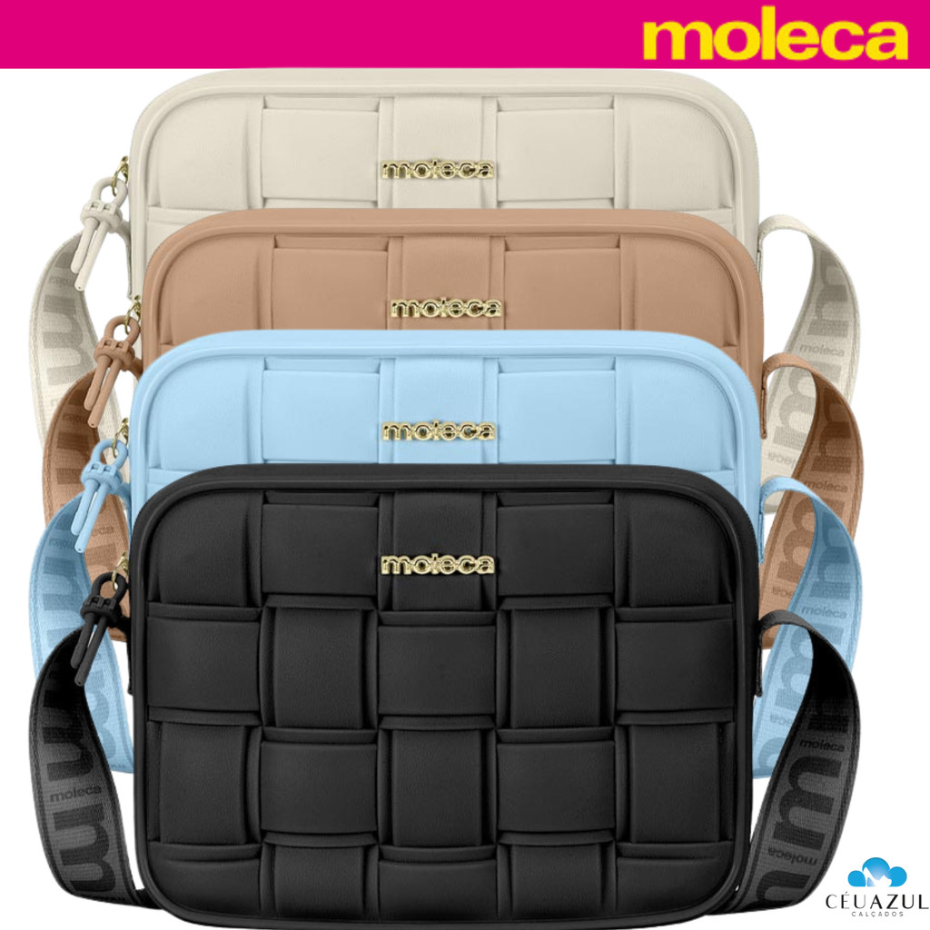 Bolsa Feminina Moleca Transversal 50046.2 Quadrada PVC Zíper Alça em Oferta na Shopee