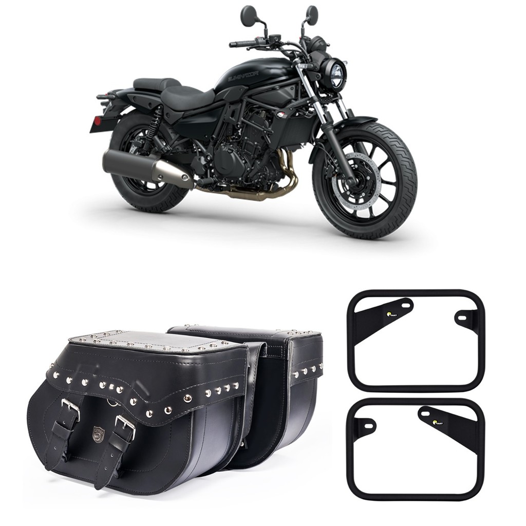 Bolsa Alforge Mala Baú Moto Custom Losango Cravo 30 Litros Afastador Kawasaki Eliminator 500