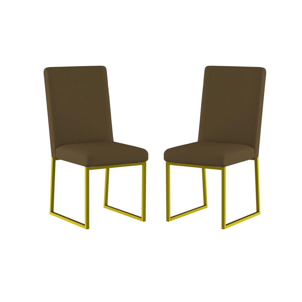 Kit 2 Cadeiras Para Mesa De Jantar Base Industrial Dourado Balaqui - Home & Living