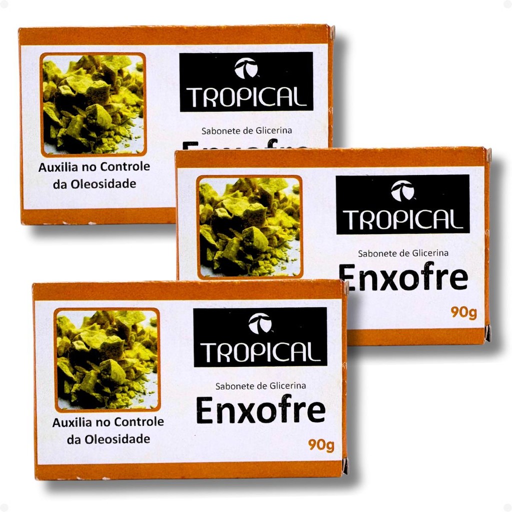 Kit Tropical Enxofre: 3 Sabonetes de Glicerina 90g