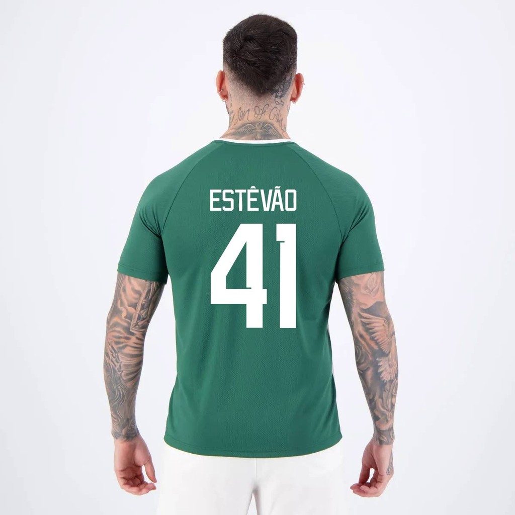 Camisa Palmeiras Estevão 41 Alviverde Branca e Verde em Oferta na Shopee