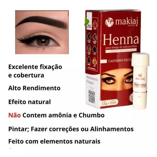 Henna De Sombrancelha 1,5g Henna + 10ml Fixador Makiaj 6Cores em Oferta na Shopee