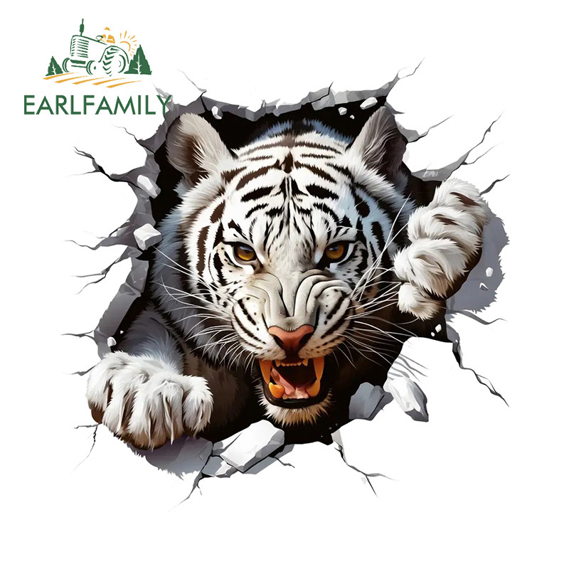 EARLFAMILY 13cm Tigre Lágrima Dos Desenhos Animados Adesivos De Carro Capacete Da Motocicleta Geladeira À Prova Dwaterpr