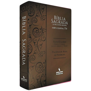 Bíblia Sagrada Harpa Celestial 774 | ERC | Letra Extra Gigante | Capa Marrom Claro Arabesco em Oferta na Shopee