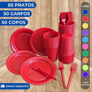 Kit Festa de Aniversário Descartáveis 50 Pessoas Econômico Várias Cores Decoração 150 Unidades em Oferta na Shopee