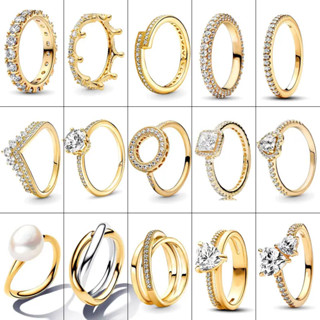 18K Banhado A Ouro 925 Anel De Prata Zircon Espumante Banda Dupla Coração Anel de Dedo Anel de Pérola Original Pan Anel em Oferta na Shopee