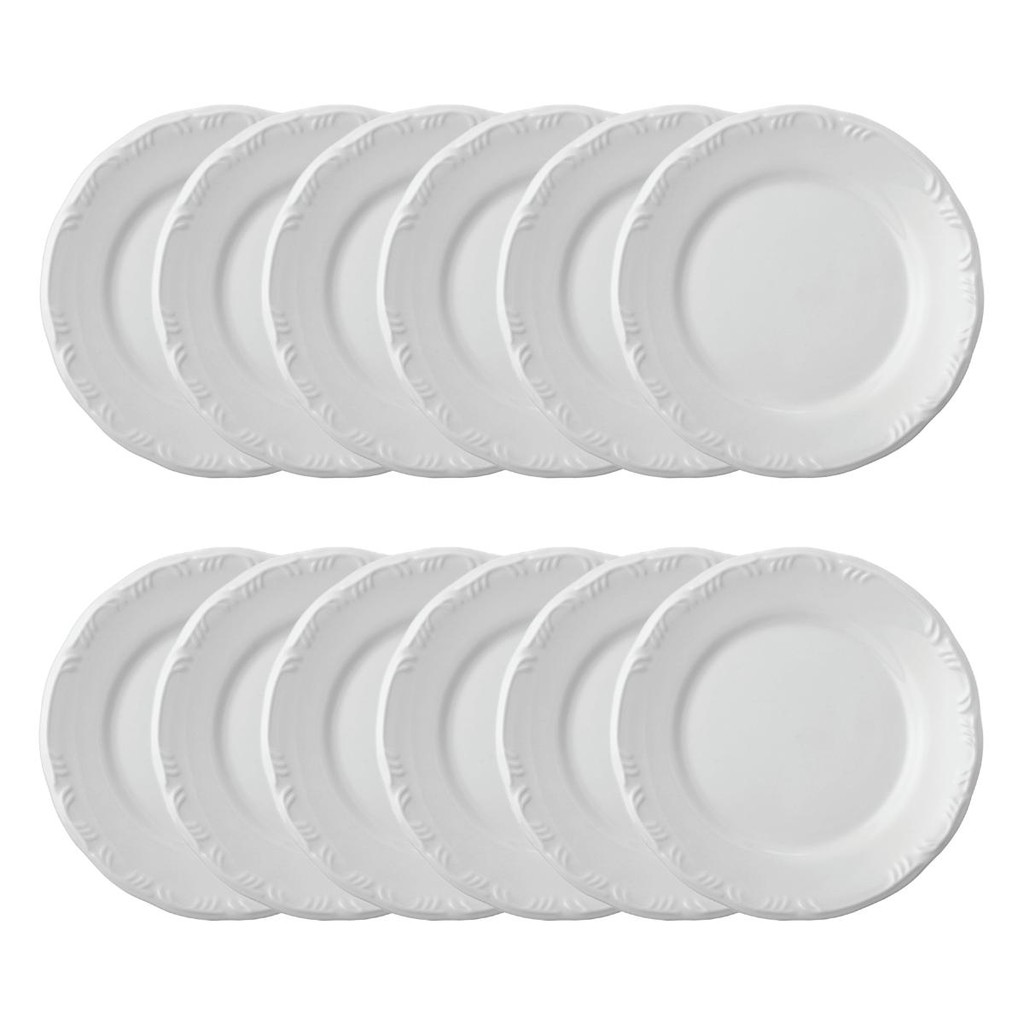 Jogo 12 Pratos Rasos Pomerode Brancos 25,6 cm Porcelana Schmidt em Oferta na Shopee