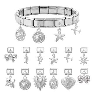 Pingentes Prateados Para Fazer Você Mesmo Pulseira Modular Italiana Links De Aço De 9 Mm em Oferta na Shopee