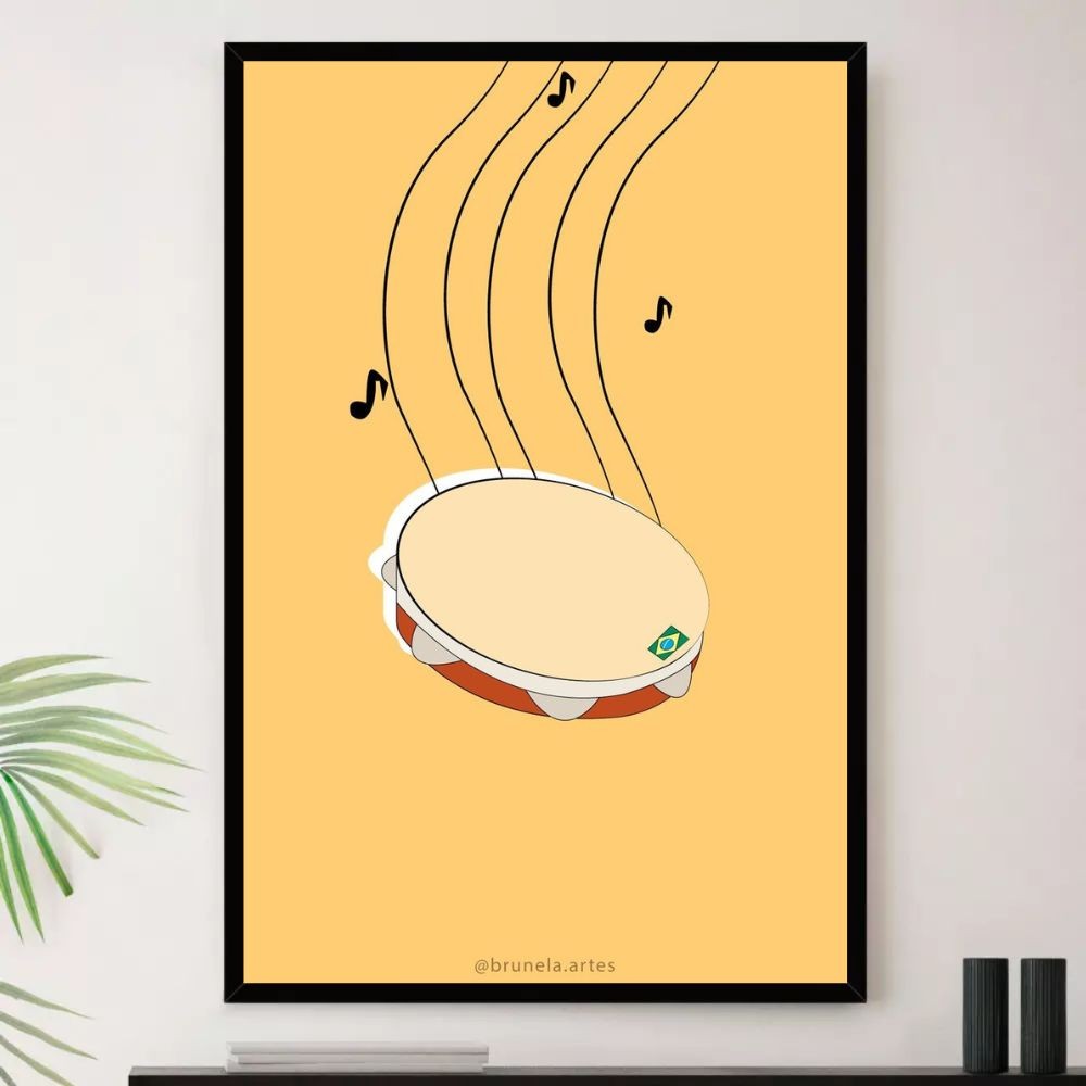 Quadro Musica Samba Pagode Pandeiro Decorativo A3 35x45cm