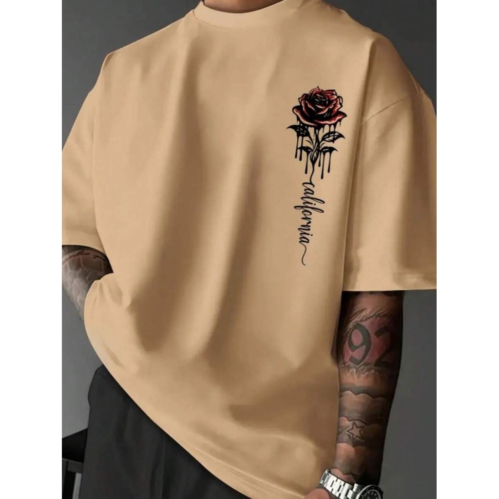 Camisa rosa california lançamento estampada 100% algodão Casual básica