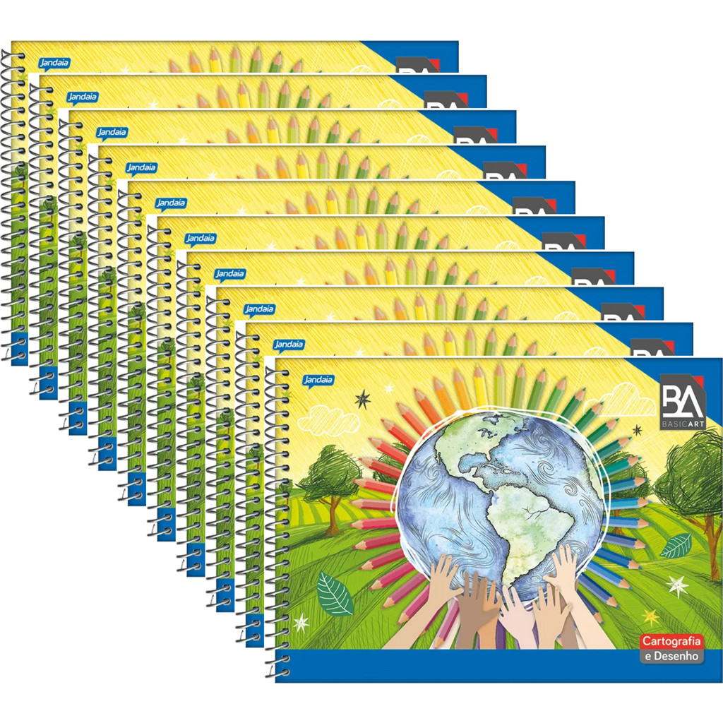 Caderno Cartografia e Desenho 48 Folhas Basic- pacote com 10 Unidades