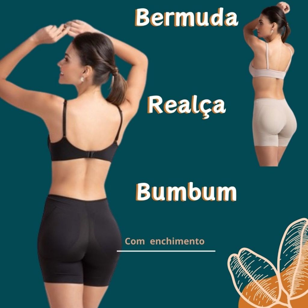 Calcinha Bermuda Realce Bumbum com enchimento removível
