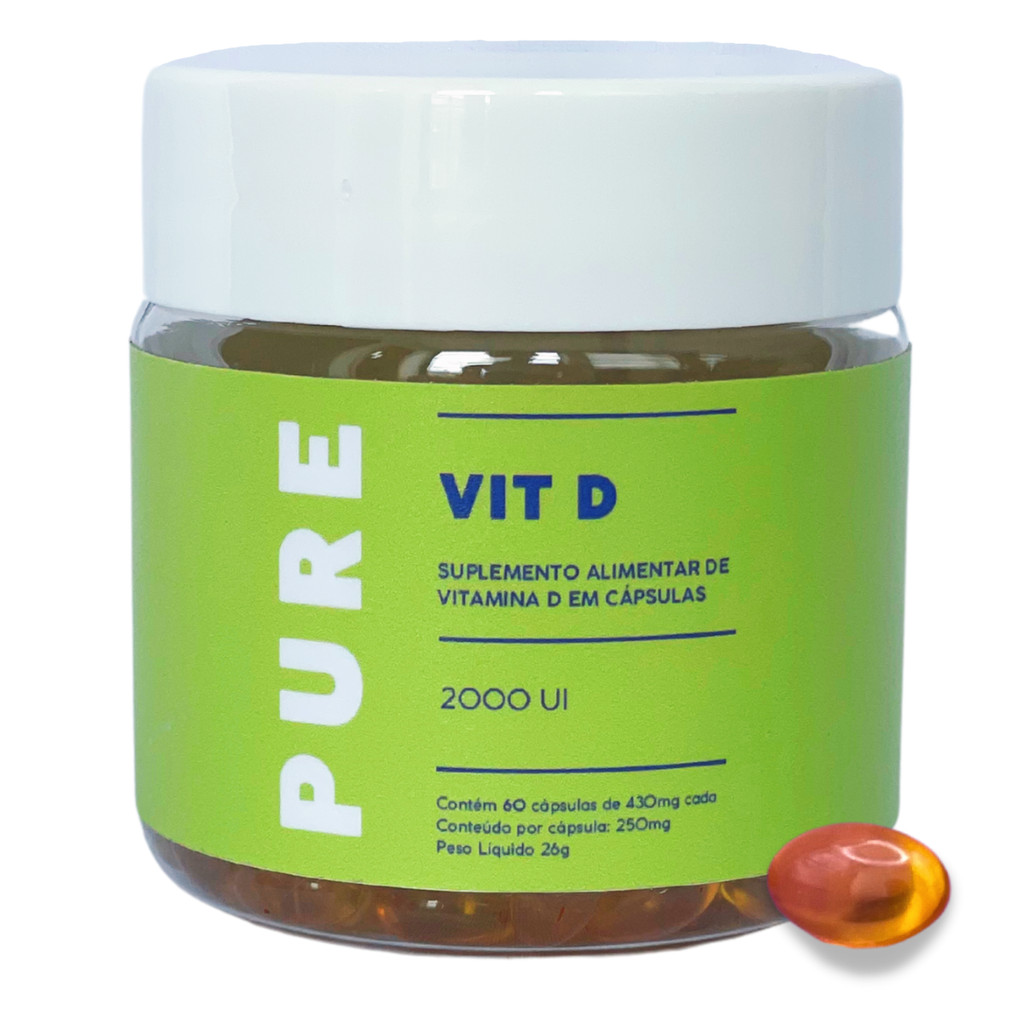 Suplemento Pure Vitamina D3 2000UI 60 cps - Vitê em Oferta na Shopee