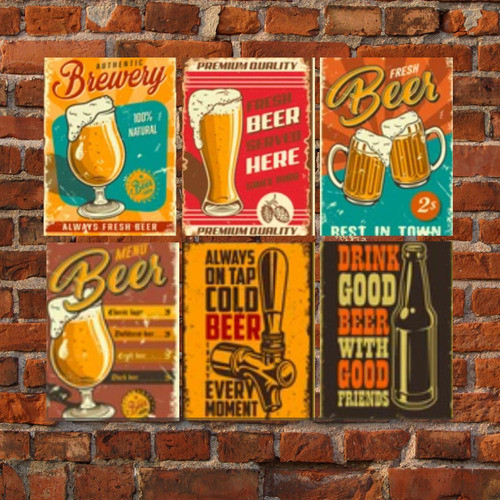 Kit 6 Placa Quadro Decoração Canto Do Churrasco Cerveja Bar