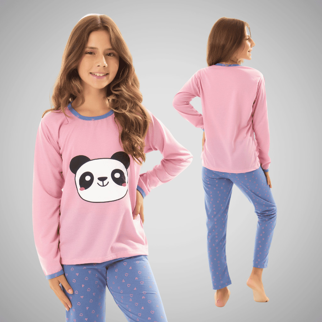 Pijama Infantil Menina Estampado Longo de Frio Roupa de Dormir Feminino Inverno em Oferta na Shopee