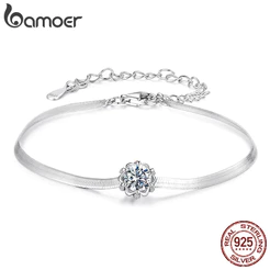 Pulseira De Prata Esterlina 925 Bamoer , Botões Românticos , Joias De Moissanite , Presentes Para Mulheres