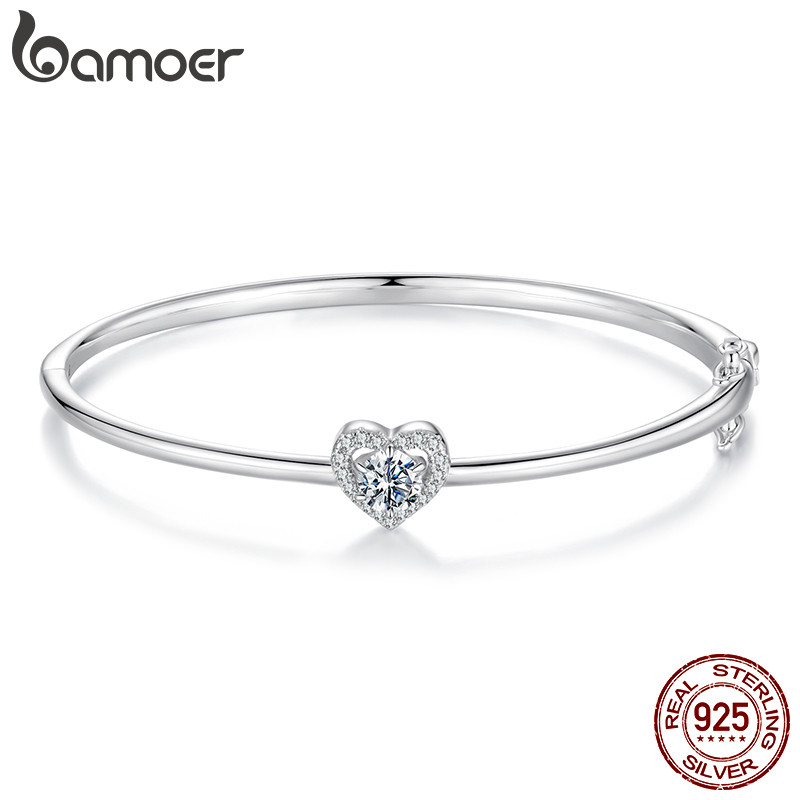 Pulseira De Prata Esterlina 925 Bamoer Coração Moissanite 17 19 Cm Joias Presentes Para Mulheres em Oferta na Shopee