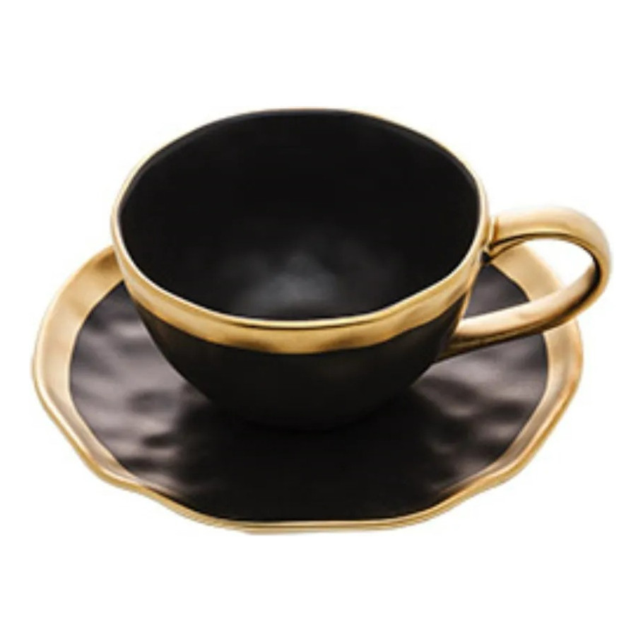 Xicara De Cafe De Porcelana Preto E Dourado Dubai 90ml Wolff