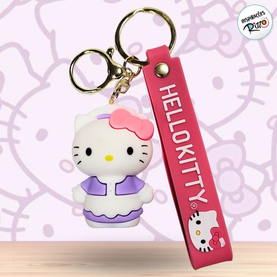 Chaveiro 3D Hello Kitty Lilás - 5cm - 1 unidade - Rizzo
