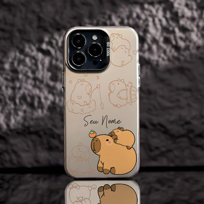 Capinha capa de capivara Com nome personalizado para iPhone 11 12 13 15 14 16 Normal Pro Max Xr Xs Max 7 8 Plus case