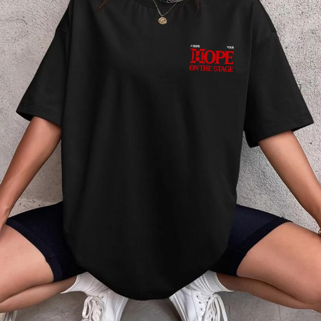 Camiseta Kpop J-Hope Turnê Hope On The Stage Blusa Fã Casual Unissex Camisa BTS Estilo Coreano Look