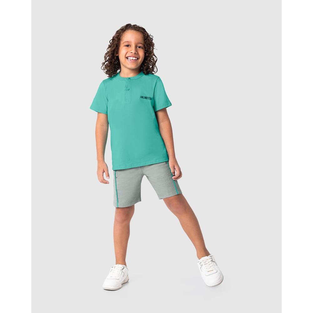 Conjunto Infantil Menino Camiseta Peitilho Frontal Em Algodão Malwee Kids - Baby & Kids Fashion