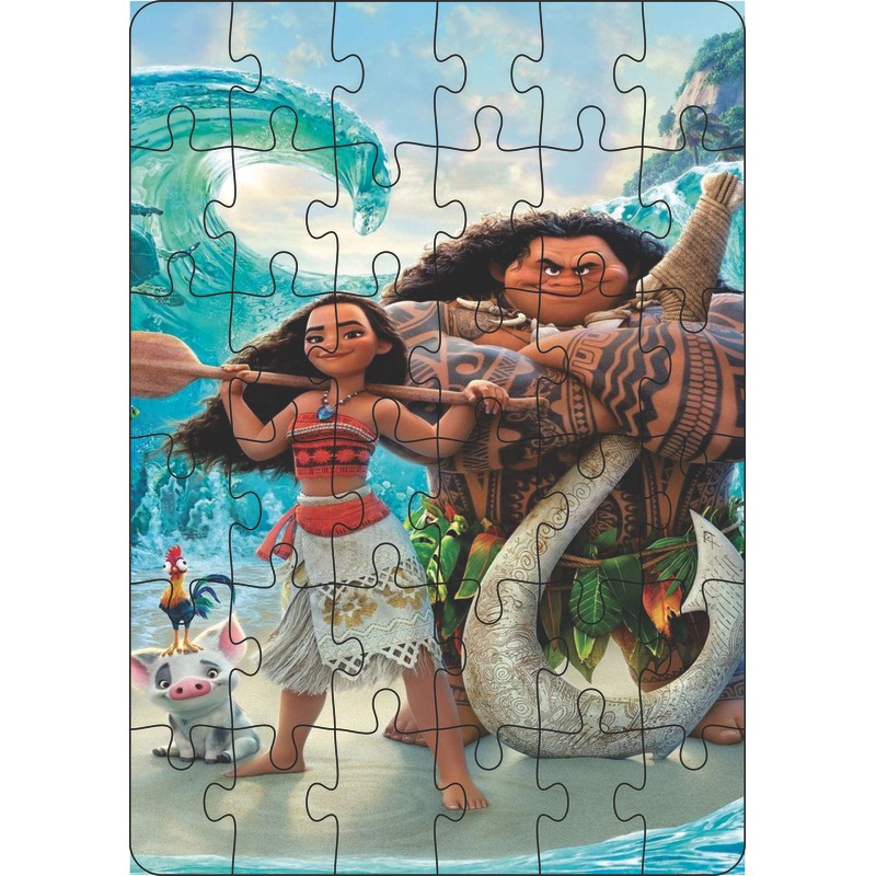 Quebra-Cabeça Jogo Infantil Moana 2 36 Peças MDF 18x26